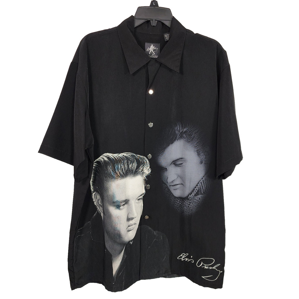 Dragonfly Clothing Mens Elvis Presley Button Front S/S Polyester Shirt Music L